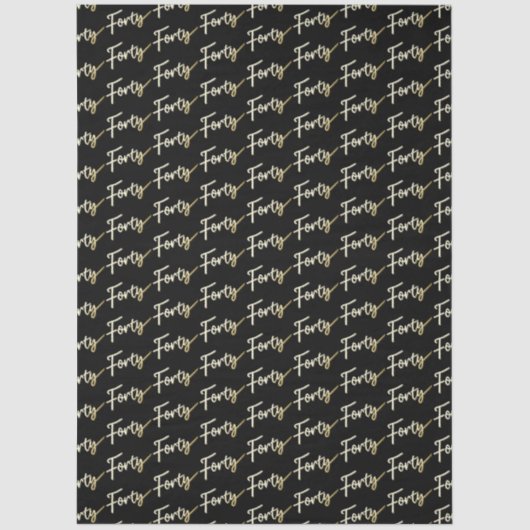 Forty gold on black birthday or annversary seidenpapier (Vorderseite)