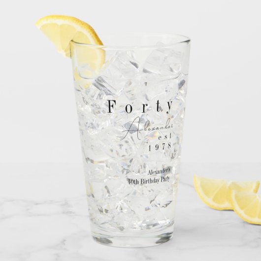 Forty Minimal 40th Birthday Party Favor Glas (Vorderseite Ice)