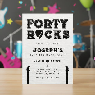 Forty Rocks Gitarrenplektrum 40. Geburtstagsfeier Einladung