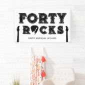 Forty Rocks Guitar Pick 40th Birthday Party Banner (Insitu)
