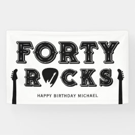 Forty Rocks Guitar Pick 40th Birthday Party Banner