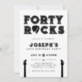 Forty Rocks Guitar Pick 40th Birthday Party Einladung (Vorderseite)