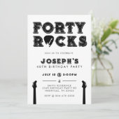 Forty Rocks Guitar Pick 40th Birthday Party Einladung (Stehend Vorderseite)