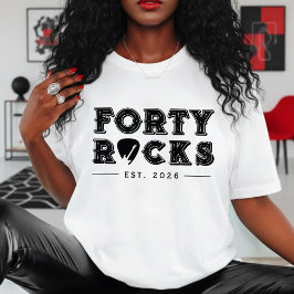 Forty Rocks Guitar Pick 40th Birthday Party T-Shirt