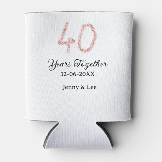 Forty years together black pink glitter bold lette dosenkühler (Vorderseite)