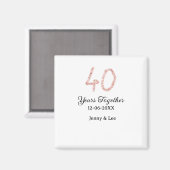 Forty years together black pink glitter bold lette magnet (Vorderseite/Rückseite)