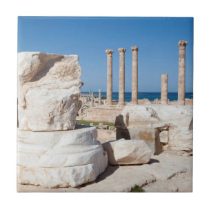 Forum Romanum und Reste der Statue, Sabratha, AZ Fliese