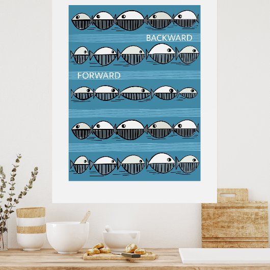 Forward and Backward – Minimal Fish Pattern Poster (Küche)