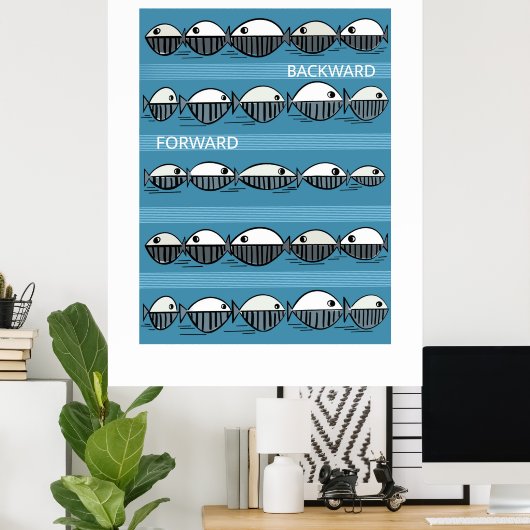 Forward and Backward – Minimal Fish Pattern Poster (Heimbüro)