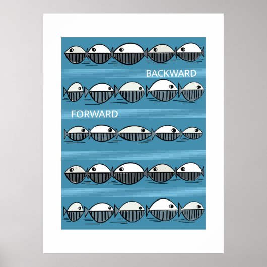 Forward and Backward – Minimal Fish Pattern Poster (Vorne)