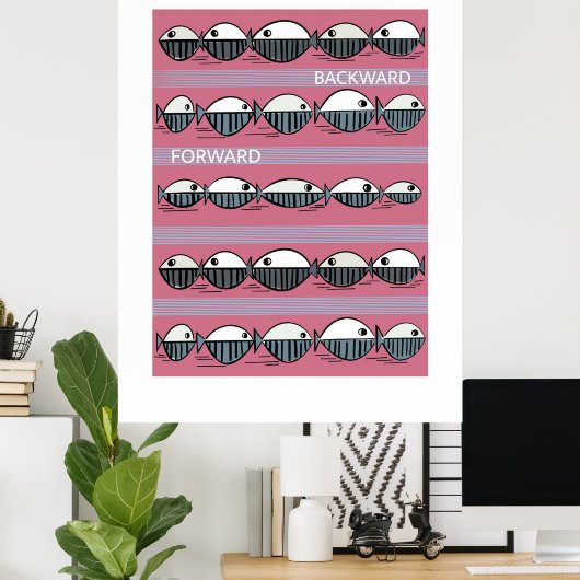 Forward and Backward – Minimal Fish Pattern Poster (Heimbüro)