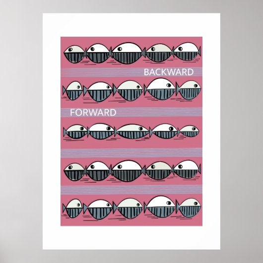 Forward and Backward – Minimal Fish Pattern Poster (Vorne)