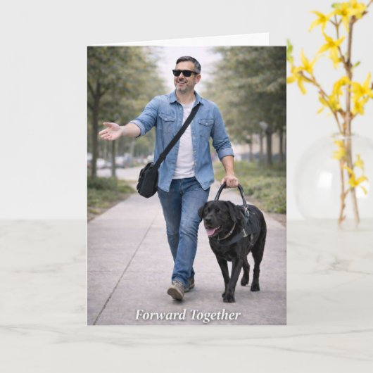 Forward Together – Black Labrador Guide Dog Karte (Gelbe Blume)