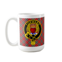 "FORWARD" Winged Heart Red Douglas Tartan Tasse