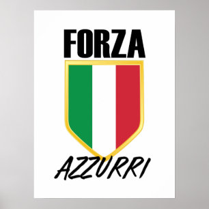 Forza Azzurri Italienischer Flaggenfußball Poster