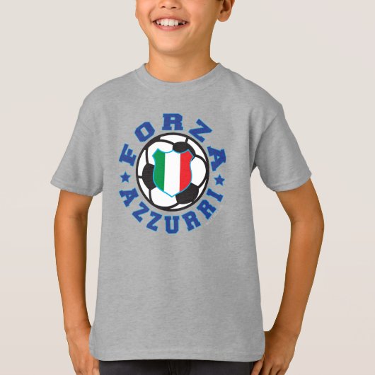 Forza Azzurri Kids italienischer Fußball T-Shirt (Vorderseite)