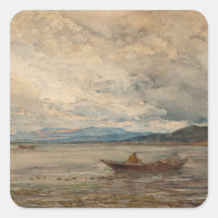 Fos, Environs de Martigues - Félix Ziem Quadratischer Aufkleber