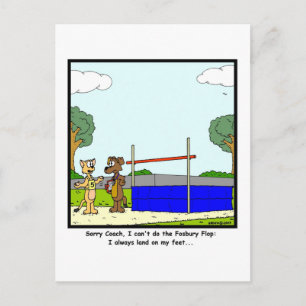 Fosbury Flop: Cat Cartoon Postkarte