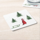 Foschnee Winter Weihnachtsbild Rechteckiger Pappuntersetzer (angewinkelt)