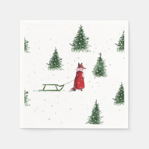 Foschnee Winter Weihnachtsbild Serviette