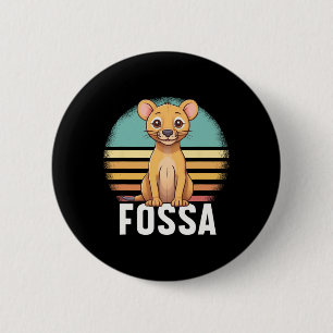 Fossa Animal Graphic Retro Sunset Madagas Button