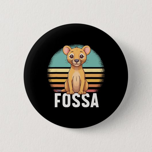 Fossa Animal Graphic Retro Sunset Madagas Button (Vorderseite)