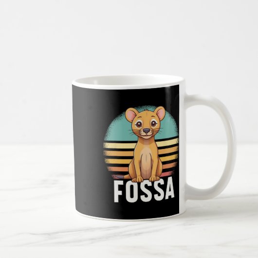 Fossa Animal Graphic Retro Sunset Madagas Kaffeetasse (Rechts)
