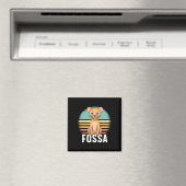 Fossa Animal Graphic Retro Sunset Madagas Magnet (In Situ (Geschirrspüler))