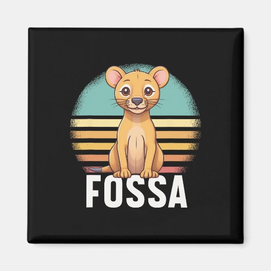 Fossa Animal Graphic Retro Sunset Madagas Magnet (Vorne)