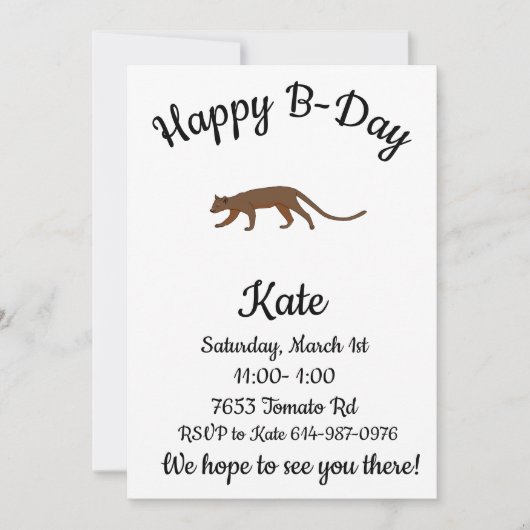 Fossa Happy B-day Einladung (Vorderseite)