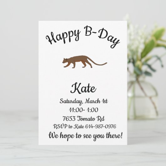 Fossa Happy B-day Einladung (Stehend Vorderseite)