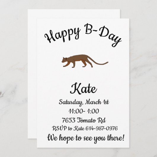 Fossa Happy B-day Einladung (Vorne/Hinten)