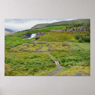 Fossarrett Wasserfall, Island Poster