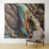 Fossil an ausgestorbenen Vögeln in Gestein - KI Ar Wandteppich (Beispiel (Horizontal))