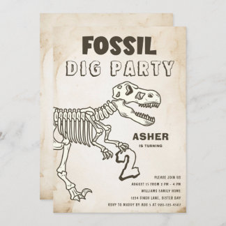 Fossil Dig Dinosaur Geburtstagsparty Einladung