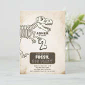 Fossil Dig Dinosaur Geburtstagsparty Einladung (Stehend Vorderseite)