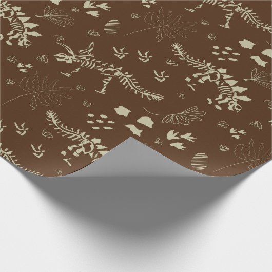 Fossil Digging Dinosaurier Brown und Beige Geschenkpapier (Ecke)