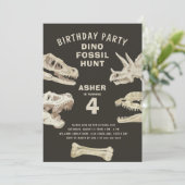 Fossil Dinosaur Geburtstagsparty Einladung (Stehend Vorderseite)