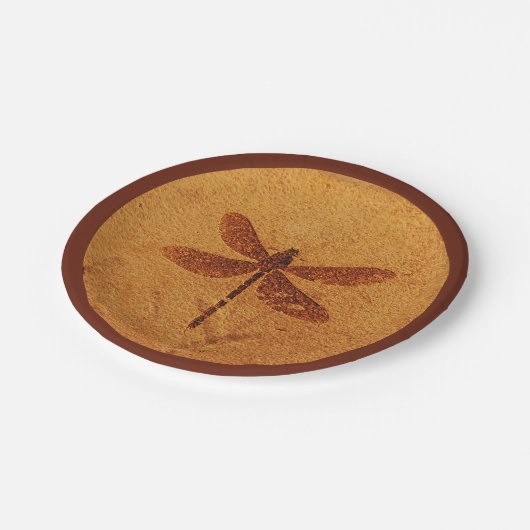 Fossil Dragonfly Pappteller (Schrägansicht)