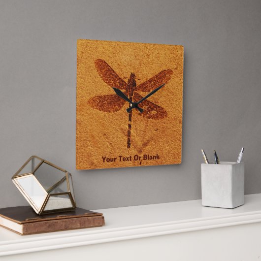 Fossil Dragonfly Quadratische Wanduhr (Büro)
