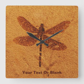 Fossil Dragonfly Quadratische Wanduhr (Vorderseite)
