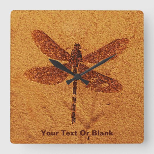 Fossil Dragonfly Quadratische Wanduhr (Vorderseite)