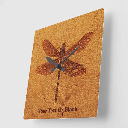 Fossil Dragonfly Quadratische Wanduhr (Winkel)
