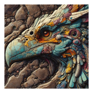 Fossil eines ausgestorbenen Vogels in Felsen - KI- Fotodruck