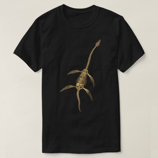 Fossil Record Gold Plesiosaur Fossil auf Black Can T-Shirt (Design vorne)