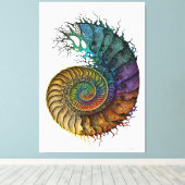 Fossile Ammonit in lebhafter Tinte-Färbung Leinwanddruck (Insitu (Holzboden))