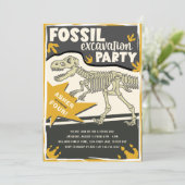 Fossile Grabungsfeier Dinosaur Geburtstagsparty Einladung (Stehend Vorderseite)