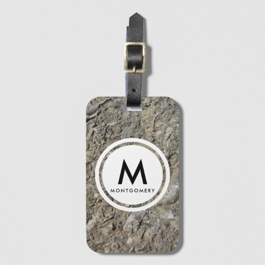 Fossile Hash Kalkstein Monogramm Gepäckanhänger (Vorderseite Vertikal)