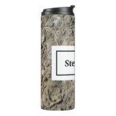 Fossile Kalkstein mit Name und Monogramm Thermosbecher (Nach links gedreht)