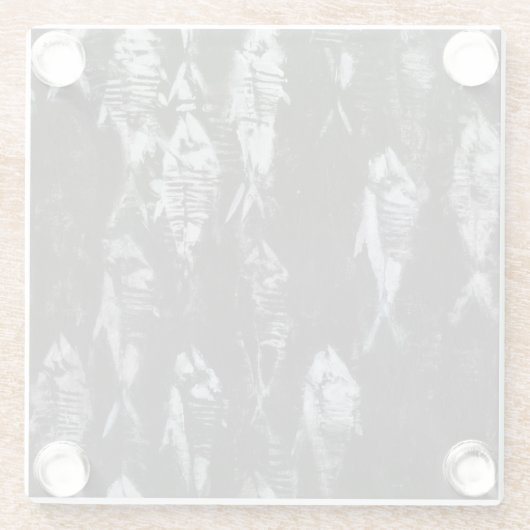 Fossile weiße Fische im schwarzen Hintergrund Glasuntersetzer (Rückseite)